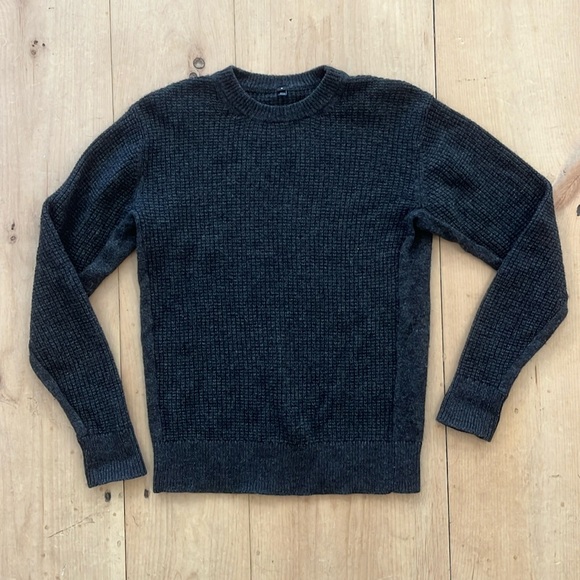 Wool + Yak Blend Grey Waffle Knit Sweater, Small - Picture 1 of 5